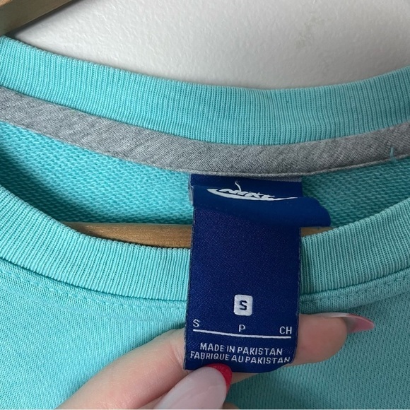 [Nike] Women's Blue Drawstring Waist Crewneck Pullover Sweatshirt TINY FLAWS - Picture 6 of 10